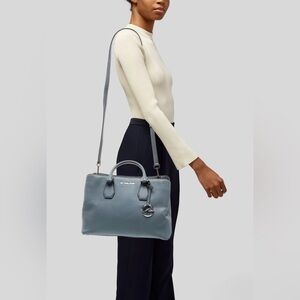 Michael Kors Stanthorpe Large Pebbled Leather Satchel Light Sky Blue & Dustbag